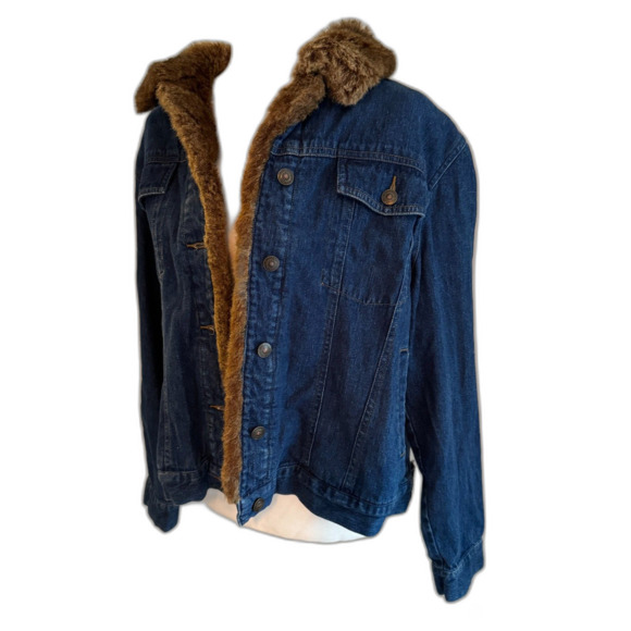 Marisa Christina | Vintage Fur Trim Denim Jean Jacket Size Large - Picture 5 of 12